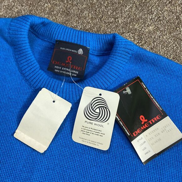 Vintage Demetre Pure Virgin Wool Mens Black Sweater Size XLarge NOS Made USA NWD - Picture 8 of 10